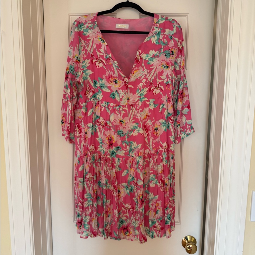 Rich & Royal Pink Flower Print Mini Dress